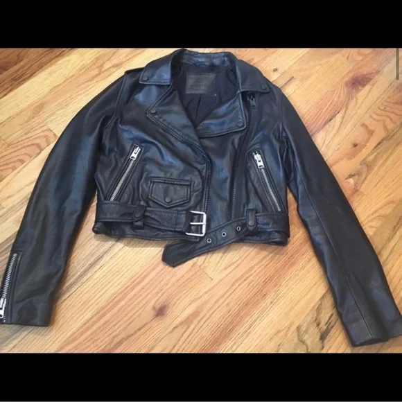 ❌SOLD❌ AllSaints Baron Leather moto Jacket Black - Small - Picture 4 of 6